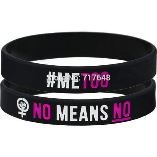 100pcs #MeToo No Means No wristband silicone bracelets free shipping by epacket A