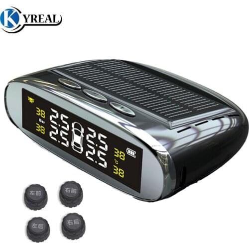 2017 Solar Power 12V TPMS System For All Cars Tire Pressure Sensors LCD Display Support BAR and PSI Car Alarm System Security