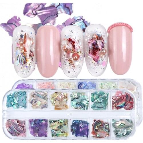 3D Irregular Abalone Seashell Slices Nail Sequins Mermaid Flakes Holographic Glitter Nail Art Decorations Polish Manicure TRB03