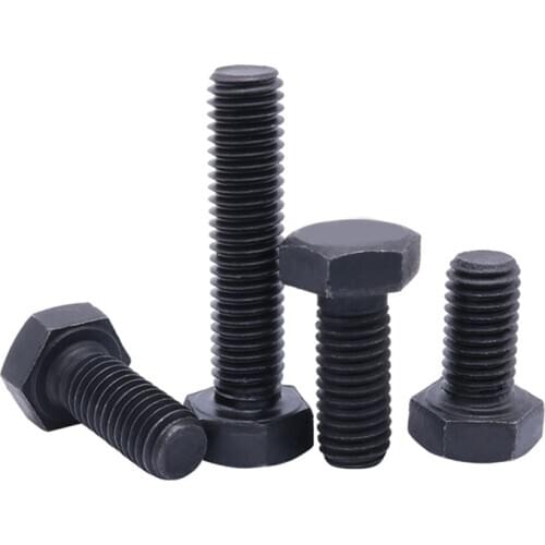 5pcs Hexagon Bolts M8 High Tensile Black Hex Screws Self Colour Grade 12.9 Threaded