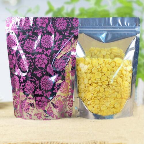 50pcs Color aluminum foil bag printing Ziplock bag translucent zipper stand up pouch food candy gift coffee packaging bags