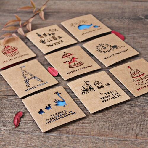 9pcs/lot Animal cutout greeting card blank card birthday card belt envelope Christmas birthday holiday card wholesale