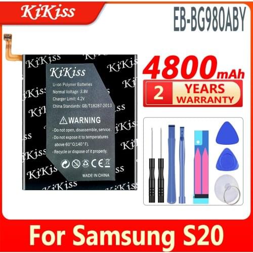 KiKiss 4800mAh Battery EB-BG980ABY For Samsung Galaxy S20 High Capacity Phone Batteries Batterie Bateria + Gift Tools