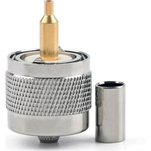 Areyourshop UHF Male PL259 Plug Crimp RG58 RG142 LMR195 RG400 Cable Straight 10Pcs Connector Gold plating 50ohm Plug Jack