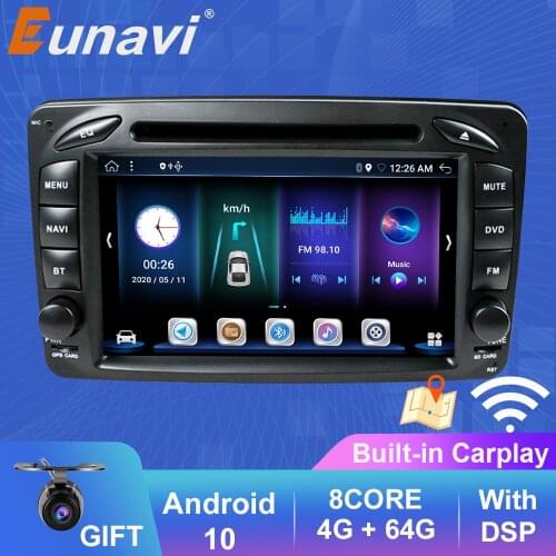 Eunavi DSP 4G 64G Android 10 Car DVD For Mercedes Benz CLK W203 W208 W209 W210 W463 Vito Viano Touch Screen Car Radio GPS 2 Din