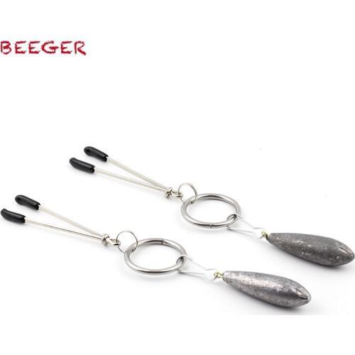 BEEGER 1Pair Breast Nipple Clamps With Ring Clips Stimulator Female Flirt Breast Nipple Clips Black Nipple Tweezer Clamps