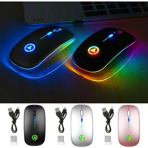 2.4GHz Wireless Optical Mouse USB Rechargeable RGB Cordless Mice Mouse Wireless Computer Silent Mause LED Backlit Ergonomic Game