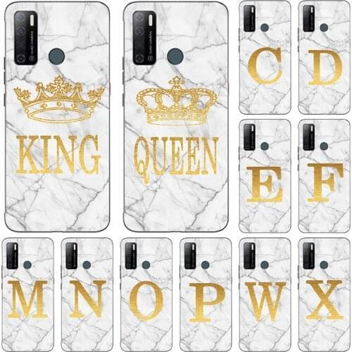 Phone case For Tecno Spark Power 2 Air White Marble Golden English Letter Fashion Name Back Cover Fundas Shell