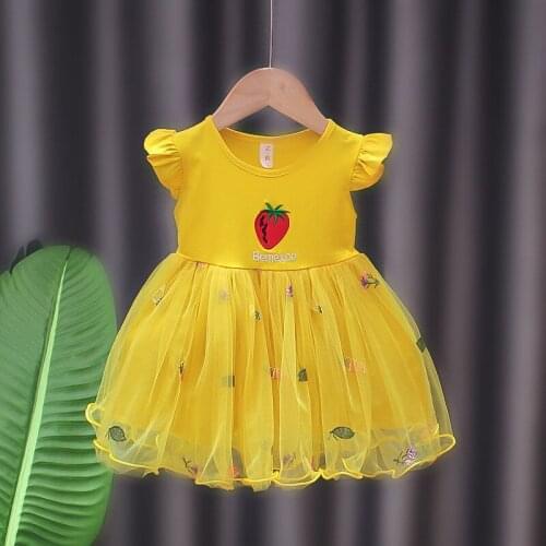 Kids Summer Pink Dress Baby Girls Strawberry Dress Flower Girl Dresses Ball Gown Princess Dress Girl Party Dresses 1-7y