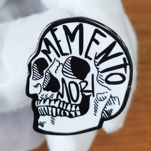Memento Mori Skull Enamel Pin Death Badge Horror Gothic Christian Decor