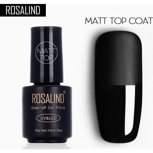 ROSALIND 7ML Matt Top Coat Gel Nail Polish Nail Art Nail Gel Polish Soak-Off Dull Frosted Surface Permanent