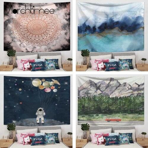 Mandala Polyester Tapestry Moon Star Window Views Home Decor Wall Hanging Mountain River Ink Painting Planet Art Tapestries
