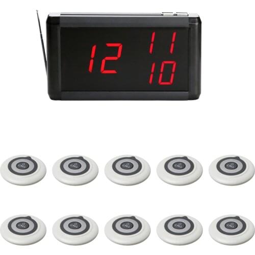 JINGLE BELLS Wireless Retaurant Hotel Calling System Pager System Guest Pager 1 Screen Display Receiver 10 Calling Buttons
