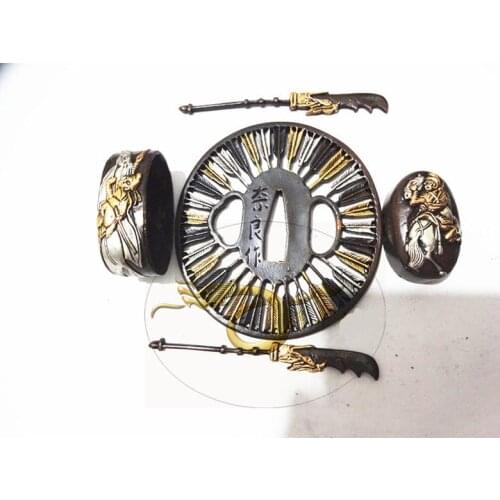 A Suit Of Copper Tsuba Guard for Japanese Samurai Sword Katana W/ Cavalier @2047