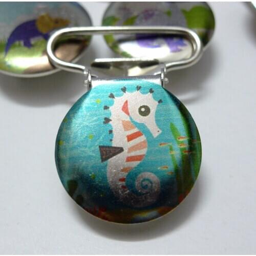 25pcs 1'' 25mm Custom Logo Sea Horse Round Suspender Clips