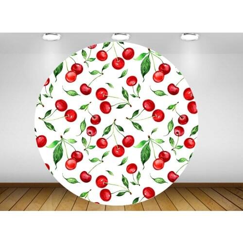 Round circle background red Cherry girl baby shower birthday party decor candy table banner fabric YY-213