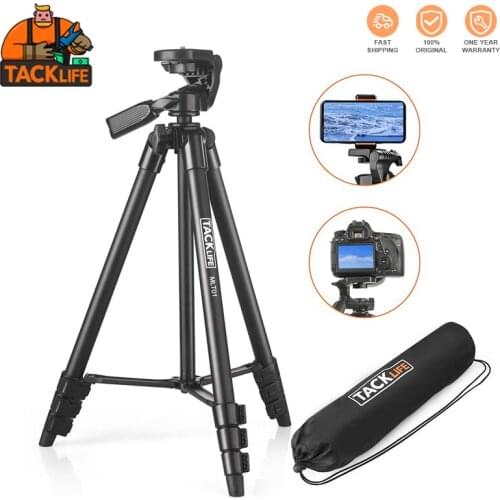 TACKLIFE MLT01 Lightweight Tripod 55-Inch, Aluminum Travel/Camera/Phone Tripod With Carry Bag