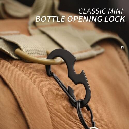 Multi Tool D-Shape Spring Clip Hook Outdoor Mountaineering Carabiner Buckle Bottle Opener Key Ring Keychain Survival Tool