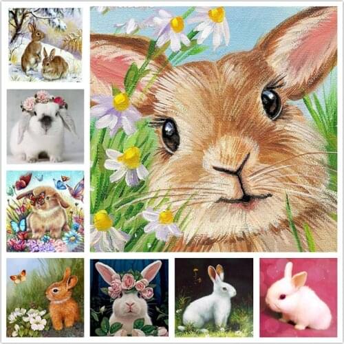 5D DIY Lovely Bunny Diamond Mosaic Painting By Numbers Kits Resin Rhinestones Painting Kit Animals Paint For Home Decor Art