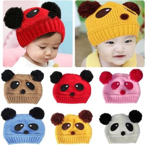 2018 new fashion Lovely Animal Panda Baby Knitted Hats Kids Winter Keep Warm Crochet Beanie Hat adorable babies knit Beanies