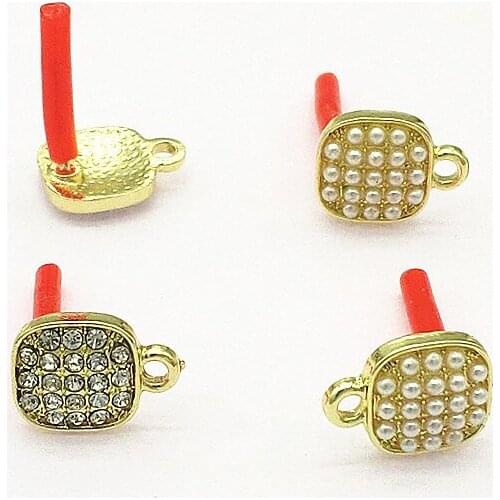 New arrival! 13x10mm 100pcs Rhinestone/Imitation pearls Ear Stud for Handmade Earring DIY Parts,Jewelry Findings & Components