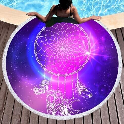 Microfiber Beach Towel Round Tassels Dream Catcher Towel Beach Printed Toallas Summer Swimming Towel Bohemia Mats Blanket