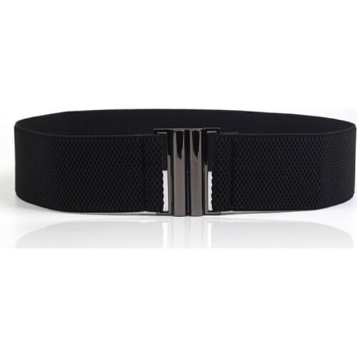 High Quality Elastic Band Wide Belts Simple Down Coat Waist Belt Female Buckle Black Strap Dress Decoration Accessories