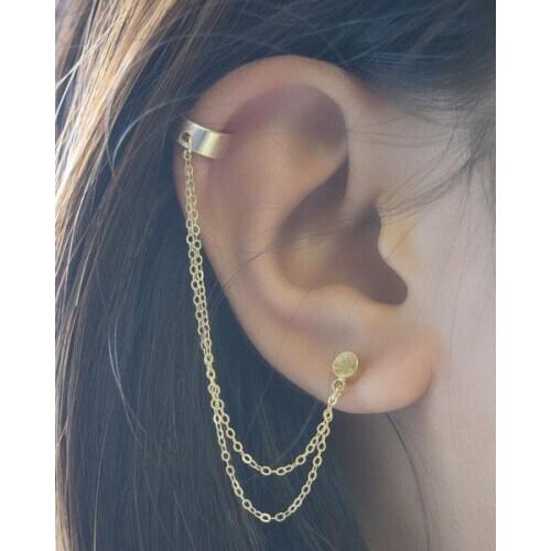 1 piece Personality exaggerated Earrings ear clip metal tassel Earrings chain pendants