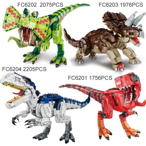 Dinosaur Series Building Blocks Simulation Sound Effect Childrens Toy Gift Jurassic World Big TYRANNOSAURUS TRICERATOPS Bricks