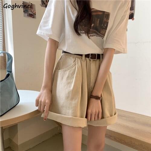 Shorts Women All-Match Casual Denim Crimping High Waist Loose Summer Feminino Chic Hot Office Ladies Bottom Wide Leg Trousers