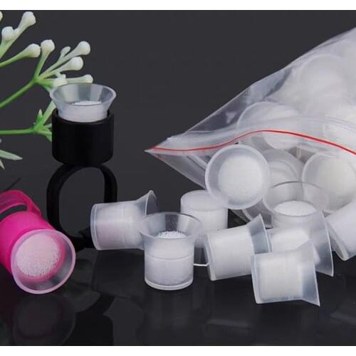 Disposable Tattoo Ink Ring Cup Tool with Sponge Microblading Pigment Cup Ink Holder Permanent Makeup Tattoo Accessories Supplies