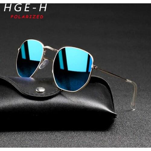 HGE-H Classic Hexagon Polarized Sunglasses Women Men High Quality Metal Frame Sun Glasses Unisex Outdoor Travel UV400 Goggles