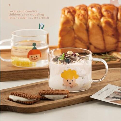 Smoothie Glass Coffee Cup Milk Cute Transparent Simple Juice Drink Ice Cream Tea Glass Cup Handle Breakfast Tazas Drinkware 50