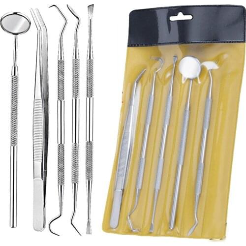 Dental Mirror Stainless Steel Dental Dentist Prepared Tool Set Probe Tooth Care Kit Instrument Tweezer Hoe Sickle Scaler