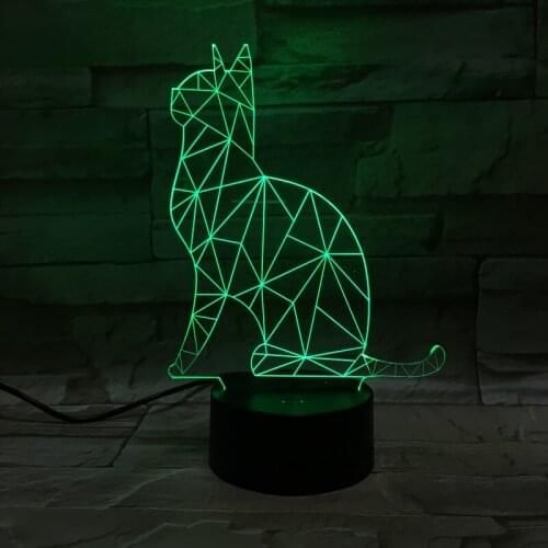 3D LED Illusion Night Light Nightlight Bedside Cat Desk Lamp Atmosphere Decor Kids Child Holiday Birthday Gift Bluetooth Base