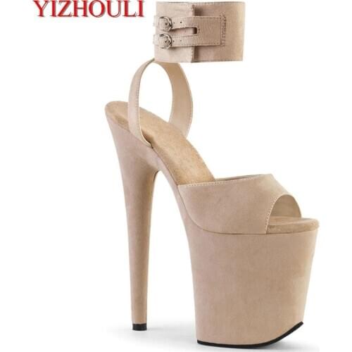 20 cm platform shoes, 8 inch heels, sexy model pole dancing, nude buckle party stage sandals