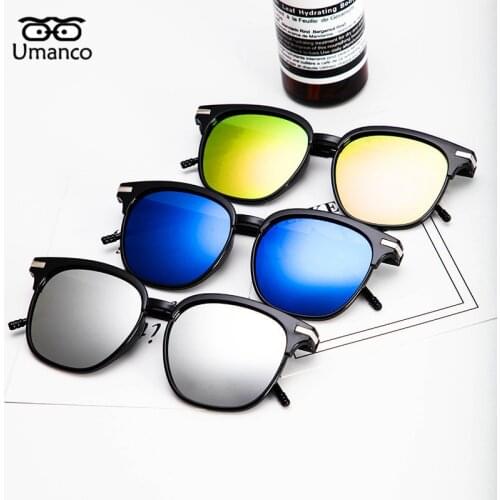Umanco 2021 New Korean Oversized Pilot Mirror Sunglasses For Women Men Metal Frame PC Lens Fashion Designer Beach Travel Gifts