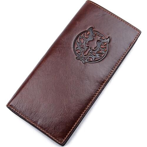 Vintage Real Leather Wallets Mans Creade Card Holder Multiple Wallet Tiger Head LOGO Purse 8017-1C