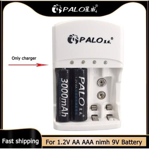 PALO 6F22 9V Lithium Ni-MH Battery Charger LED display for 1.2V AA AAA nimh nicd battery 9V li-ion nimh rechargeable battery
