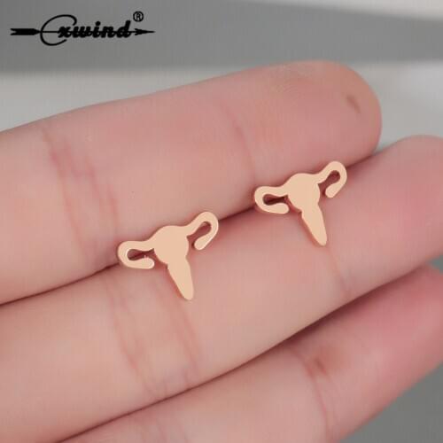 Cxwind Fashion Abstract Female Uterus Pendientes Bijoux Women Sex Uterus Stud Earrings For Women Wedding Jewelry Brincos