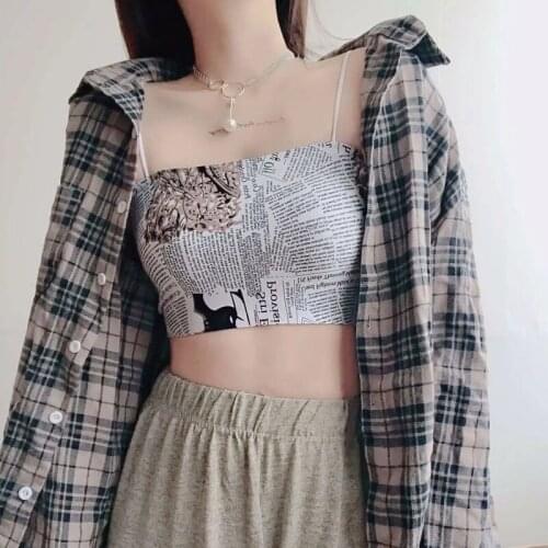 2021 Korean Version Of The New Fashion Ladies Thin Shoulder Strap Short Top Sexy Tight-Fitting Sleeveless Sling Tube Top Camisol