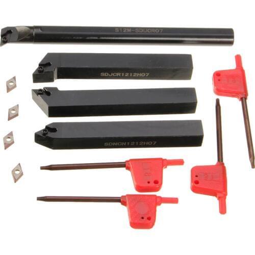 4pcs DCMT0702 Insert with 4Pcs Of 12mm Lathe boring Bar Turning Tool Holder 100mm/150mm 4 Degree Wholesale Price