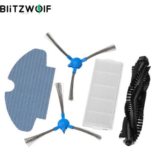 5pcs BlitzWolf Vacuum Cleaner Replacements for BW-VC2 Smart Robot Vacuum Cleaner Main Brush*1 Side Brushes*2 HEPA Filter*1 Rag*1
