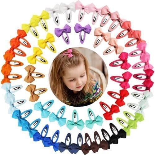 50 Pieces 2.75" Hair Bows Snap on Metal Hair Clips No Slip Fully Wrapped Hair Barrettes for Toddlers Girls Kids Women Hair Acces