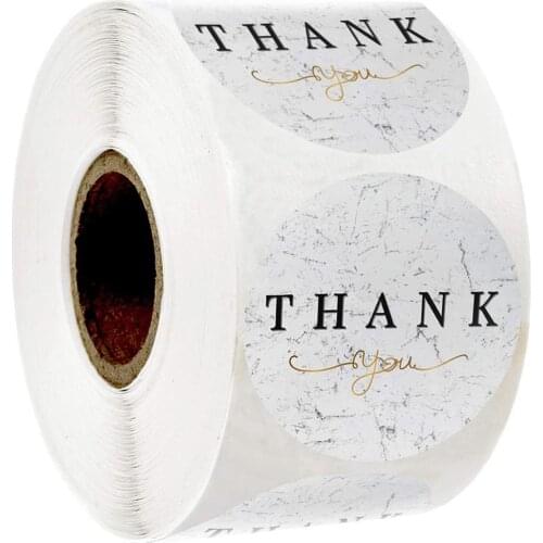 500pcs round Gold Foil Thank You Stickers seal labels for gift Packaging Sticker Birthday Party Wedding offer stationery sticker