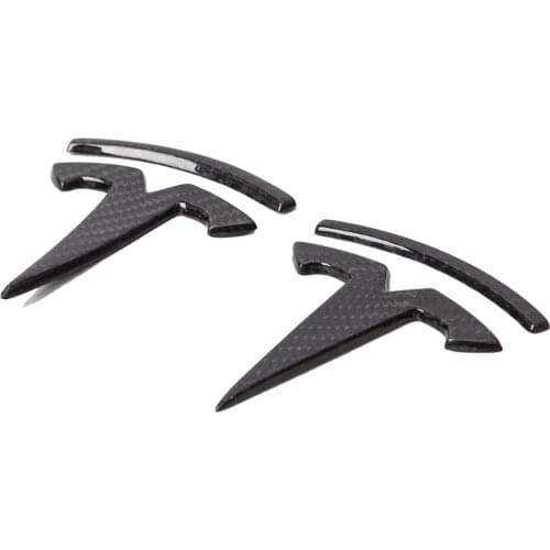 Real Carbon Fiber Car Styling For Pattern Tail Logo Label For Tesla Model 3 & Y Car Front Rear Sticker Accessories