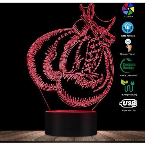 Boxing Gloves LED Desk Lamp Boxing Lighting Art 3D Optical illusion Night Lights Sports Decor Gift For Boxing Lovers Athlete