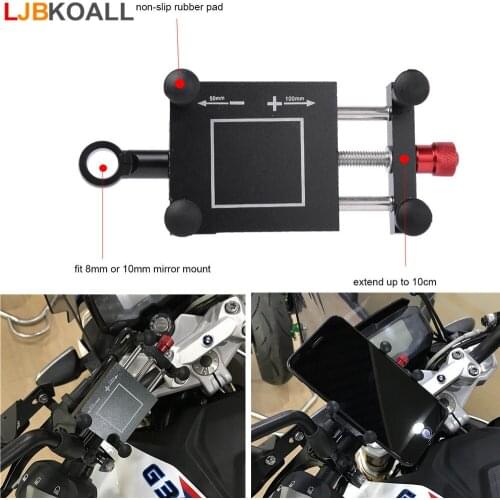 LJBKOALL Aluminum Alloy Bicycle Motorcycle Handlebar Phone Holder Motorbike Bike Handle Mount Clip GPS Navigation Bracket Stand