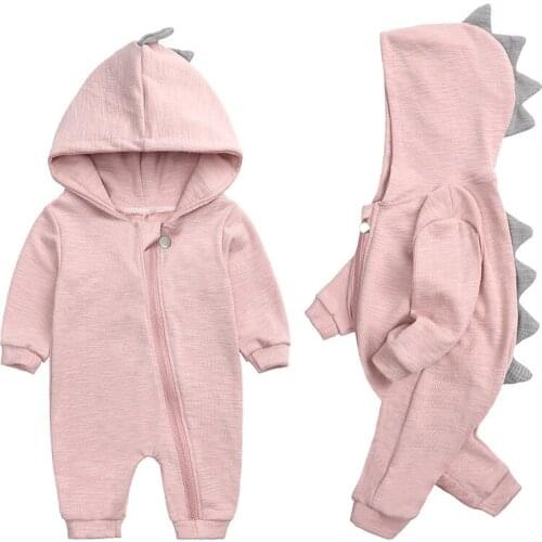 New Baby Dinosaur Hooded Cotton Jumpsuit for Boys Girls Kids Long Sleeve Romper Baby Jumpsuit