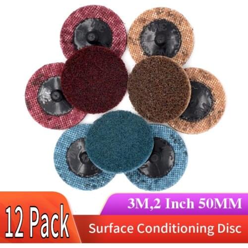 12 PCS 2 Inch Quick-Change Surface Conditioning Disc Nylon Sanding Disc Roll Lock for Metal Surface Prep, Polishing & Finishing